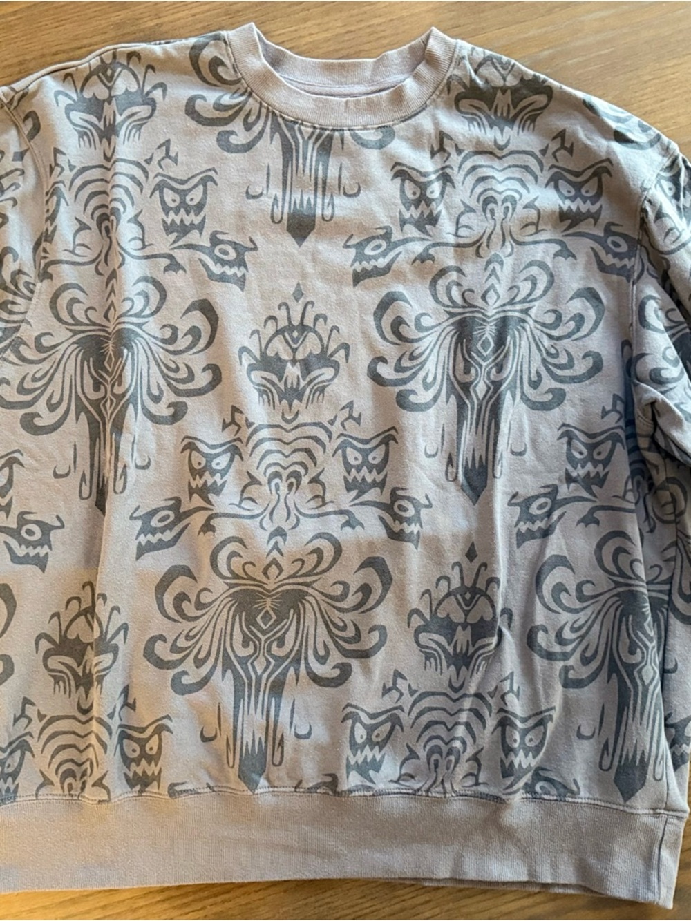 Disney Haunted Mansion Crew Sweater - Gray and Light Grey a *Like NEW